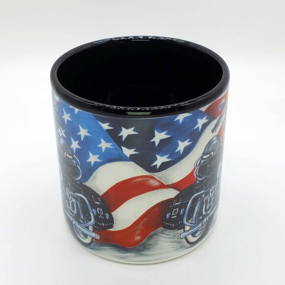 Vintage Motorcycle Bike American Flag Patriotic Coffee Tea Mug - Picture 3 of 6